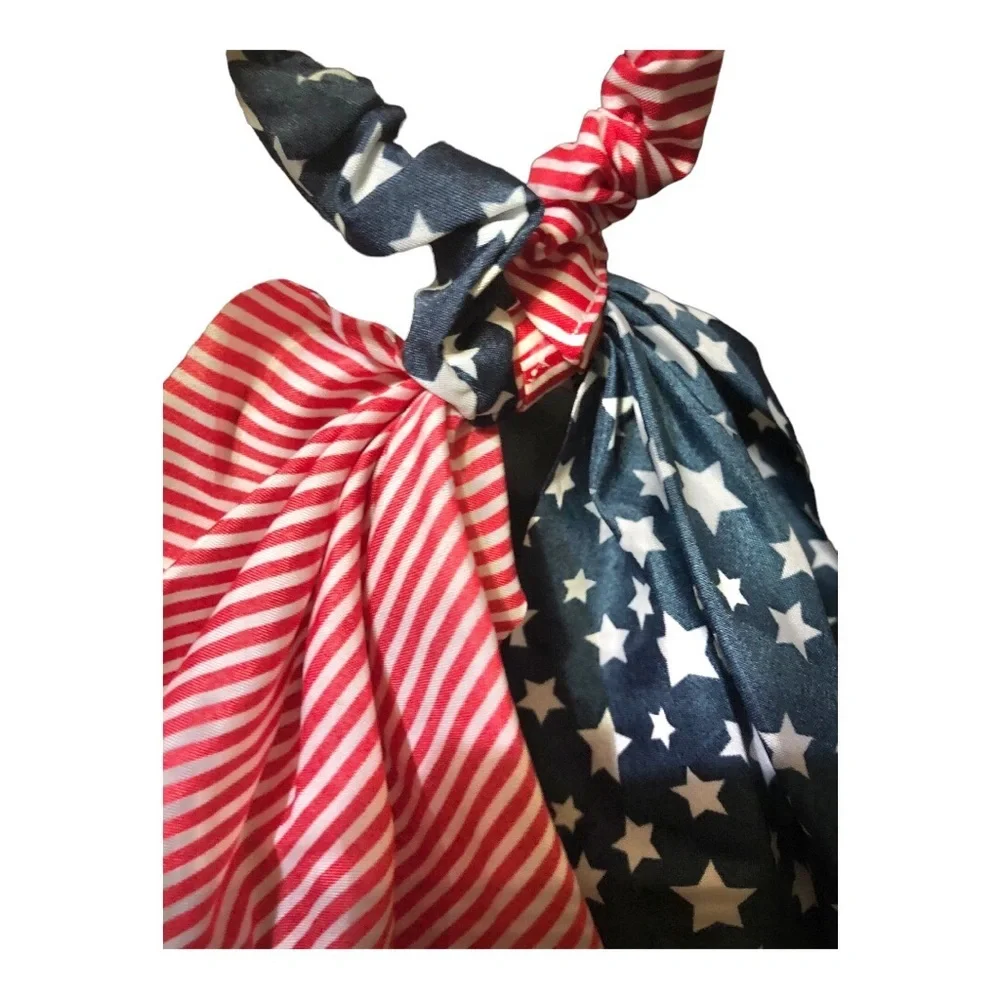 3pack patriotic American stars & strips red white &‎ blue hair scrunchies new